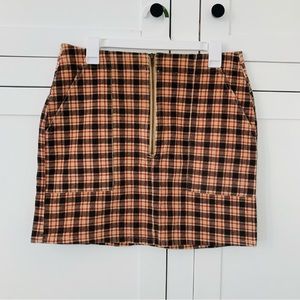 Wild Fable Brown/Pink Flannel Mini Skirt Size 10